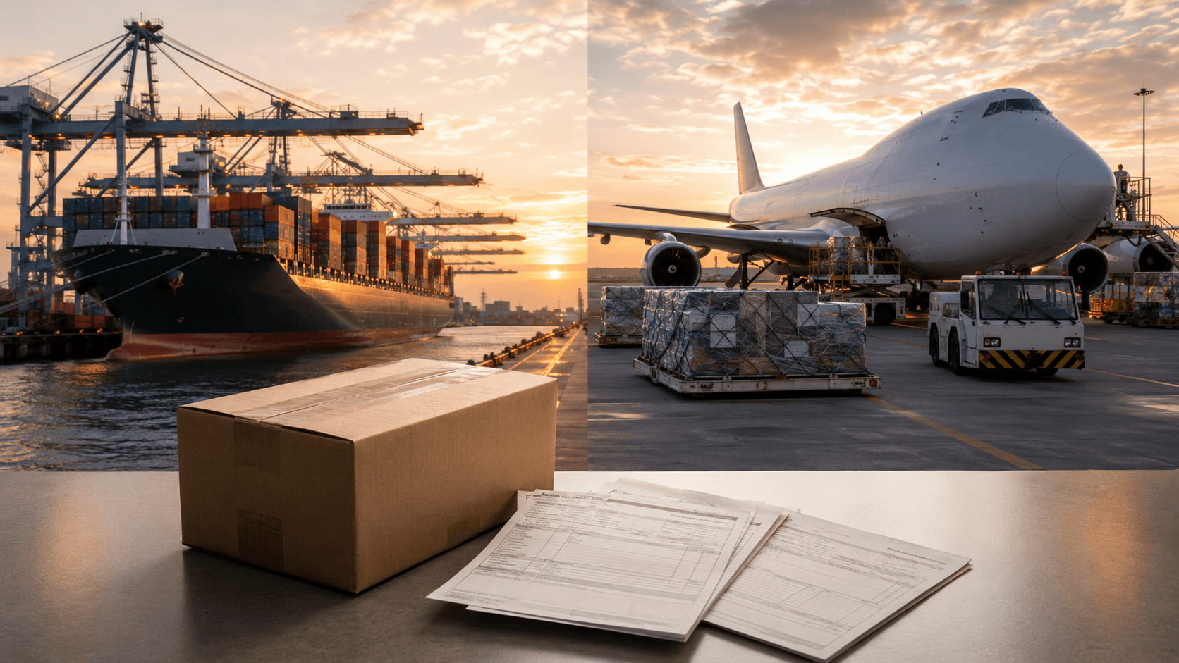 Transporte marítimo y aéreo desde origen
